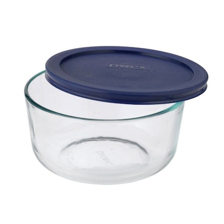 Pyrex Pyrex 6 in. Round Glass Dish with Lid Blue/Clear 6017398